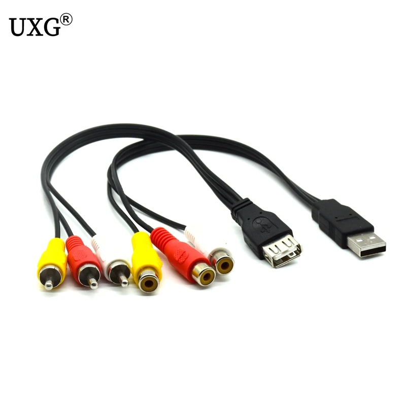 Câble de raccordement,Adaptateur USB mâle femelle vers 3 RCA femelle,convertisseur  audio,vidéo,câble - USB Male 3RCA Female-1.5M - Cdiscount Informatique