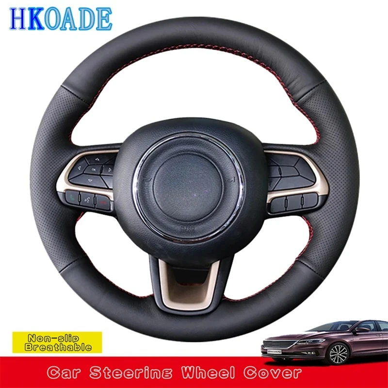 Passen Sie die DIY-Lenkradabdeckung aus Mikrofaser-Leder für den Jeep Compass 2017 2018 Renegade 2015–2018 an, Fiat Toro 2017–2019 Tipo
