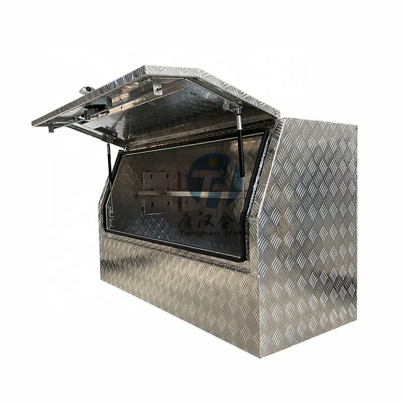 

Oem heavy duty aluminium checker plate side mount toolbox lid with whale tail lock for single/double/extra cab pickup