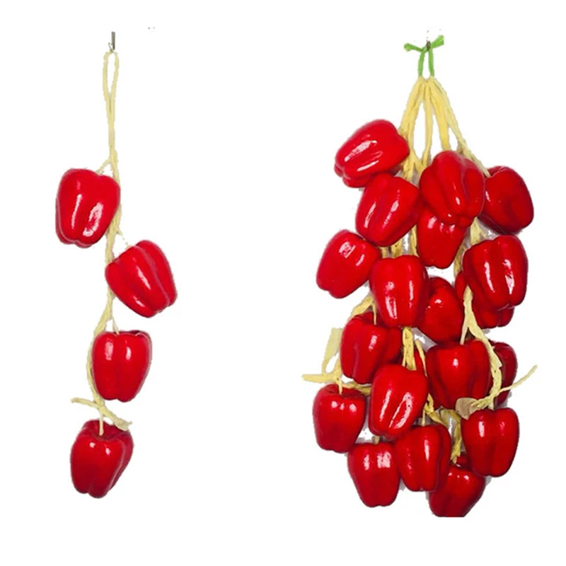 Food Photography Props Simulation Foam Food Vegetable Artificial Fishes Hanging String Fake Chili Pepper Wall Home Decor