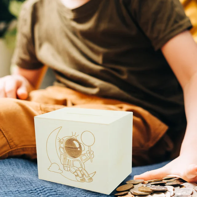 Fa Rajzfilm Űrhajós Malacka Bank Mentő Doboz Asztal Csak Megmenti A Piggy Bankot - Image 3