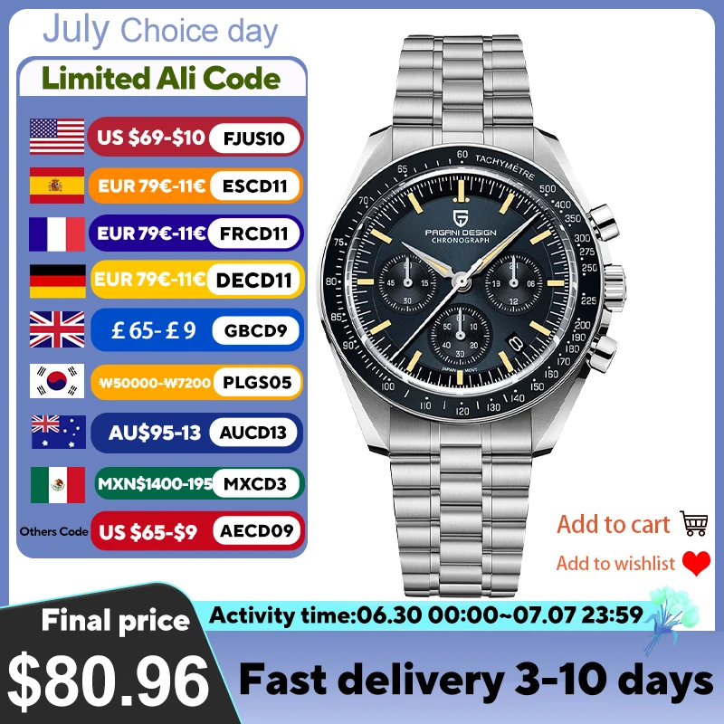 2026 New PAGANI DESIGN Tribute to CK2998 Moon Watch Retro Luxury Quartz Watches For Men Stainless steel Sport Chronograph Man