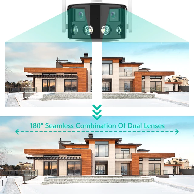 4K 8MP Dual Lens Panoramic WIFI Camera 180° Wide Viewing Angle AI Human Detection 4MP ICSEE Surveillance IP Camera 2