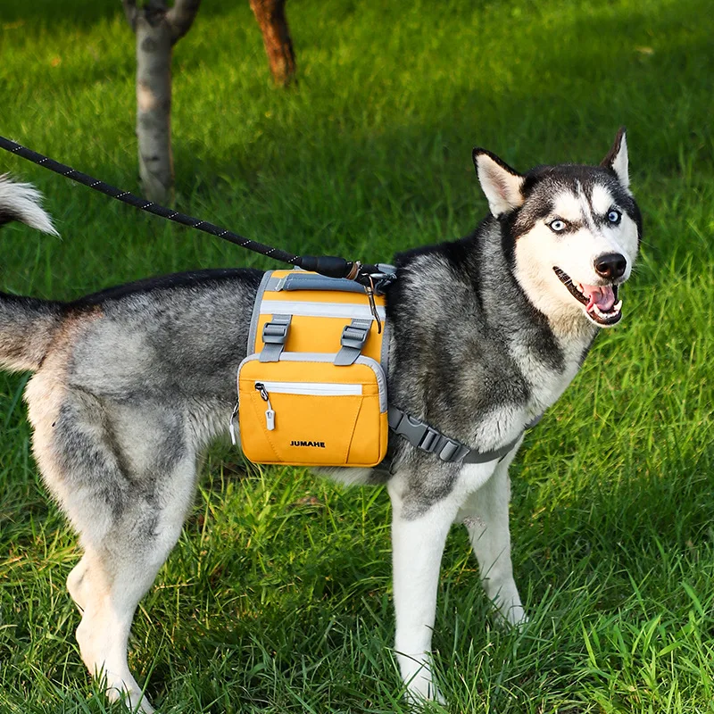 Outdoor Dog Backpack, Oxford Fabric, Double Snack Bag, Tactical Bag, Waterproof, Reflective Saddle Medium and Large Dog