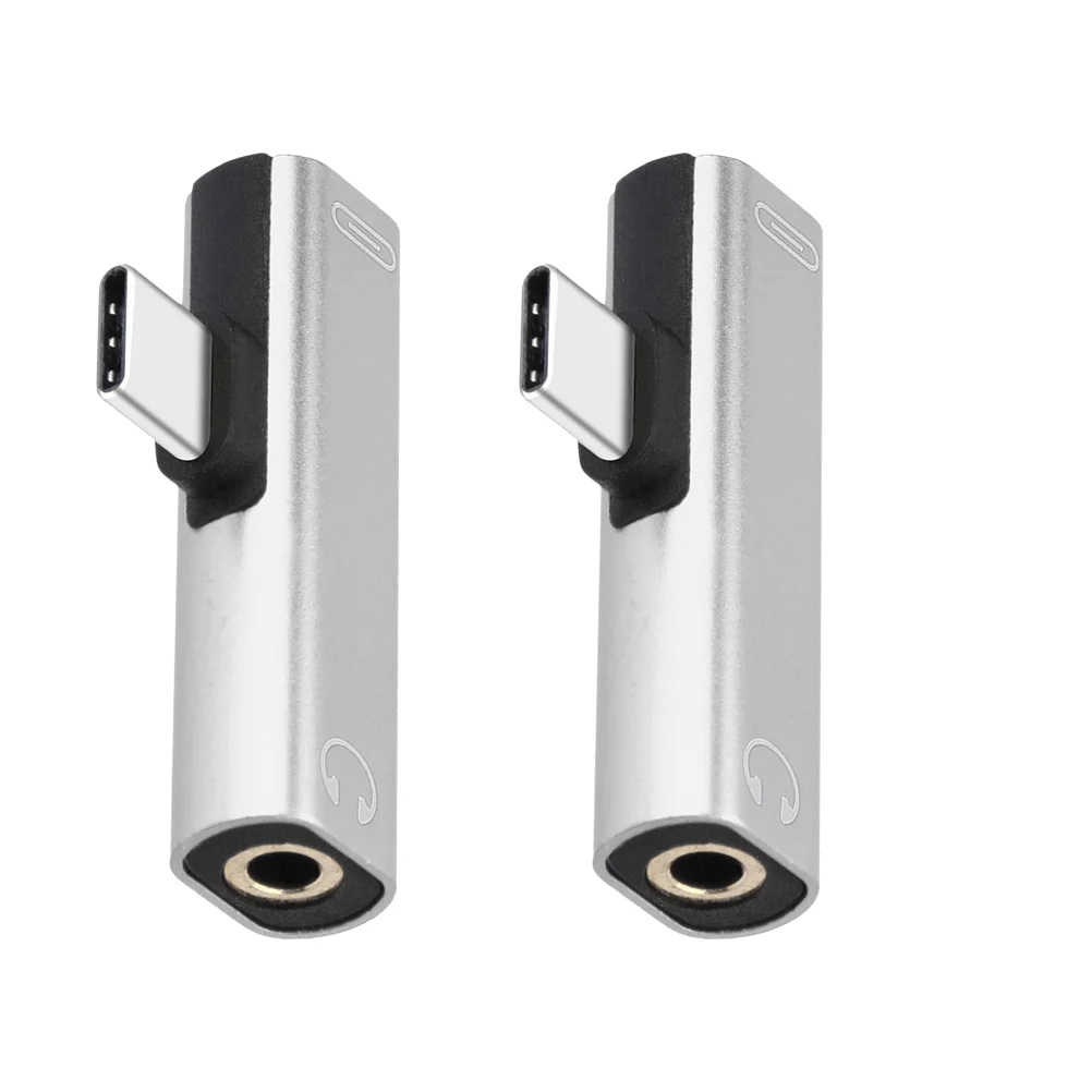 C타입 to C타입 듀얼 C타입 USB-C, C타입 to 3.5mm Aux 잭 오디오 어댑터, 이어폰 충전 컨버터, 휴대폰 (실버)