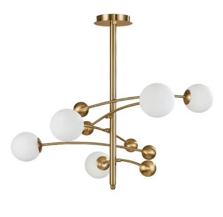 

White glass ball pendant lamps design modern led iron living room chandeliers lights fisnish bronze colour pendant lightings