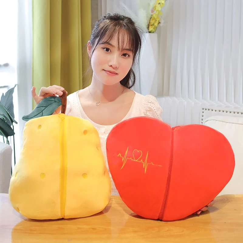 

1pc 20/35cm Cute Fruit Transformation Plush Toy Duck Love Pear Soft Cushion Sleeping Throw Pillow Children's Birthday Gift