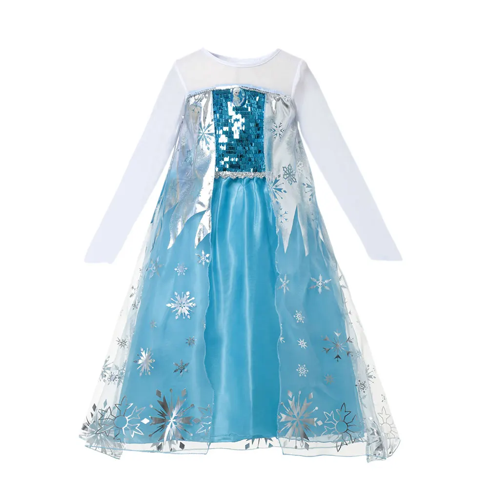 Frozen Costume For Girls 2024 Halloween Carnival Party Dress Up Kids Birthday Clothing Cosplay Snow Queen Elsa Princess Dress