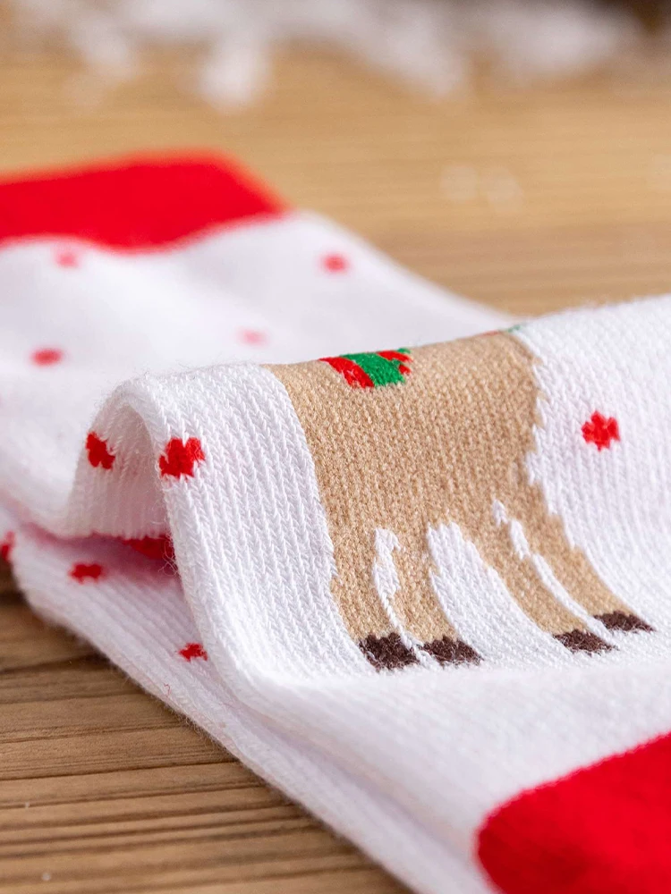 LJMOFA 1 Pair Cotton Winter Baby Girls Boys Kids Sock New Year Children Snowflake Elk Santa Claus Christmas Warm Socks C193