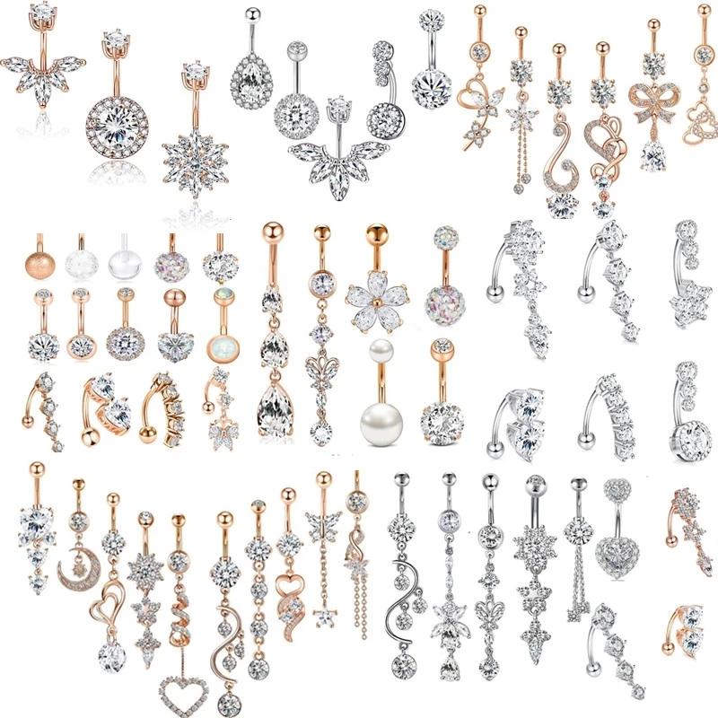 Diyxisk Piercing Ombligo, 8 Piezas Exquisito Piercing Ombligo Aro Diyxisk Piercing Ombligo, 8 Piezas Exquisito Piercing Ombligo Aro