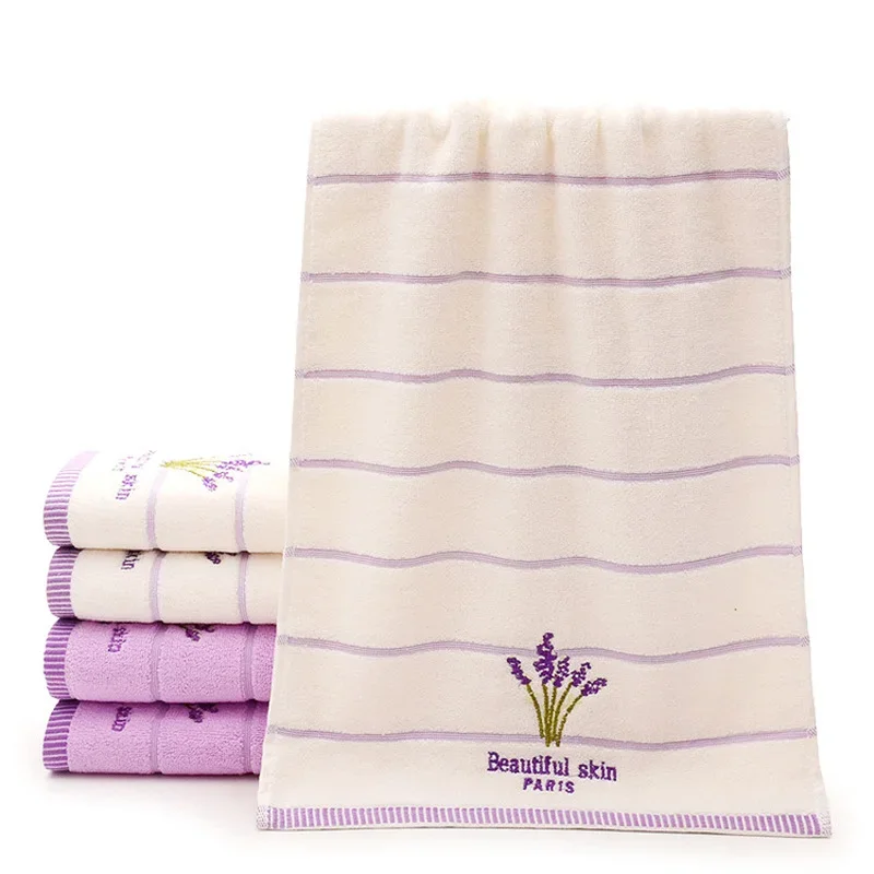 

2pcs Jetting 33*74cm Embroidery Towels Beautiful Skin Paris Lavender Flowers Cotton Fabric Fragrant Smell Washcloths Towels