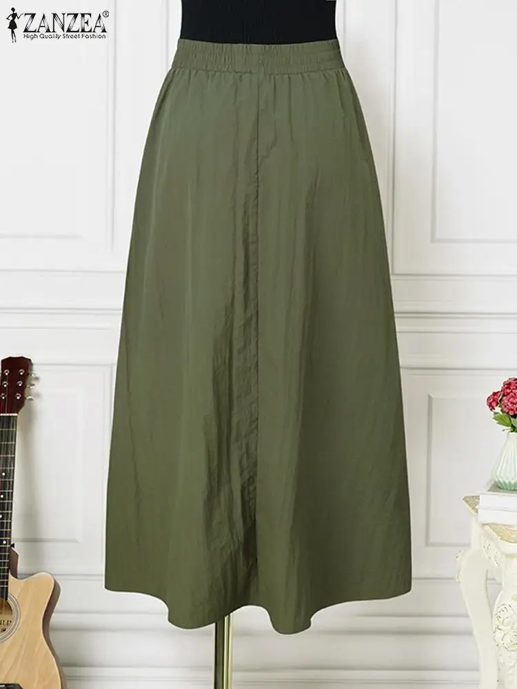 Polyamide Long Skirt Elastic Waist Casual Streetwear