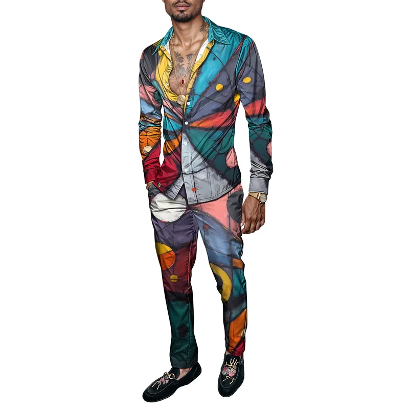 2025 New Style Spring Summer Men Shirt Set Brand Print Fashion Simple Two Piece Set Mens Luxury Lightweight Party Long Sleeves S_voghion.com