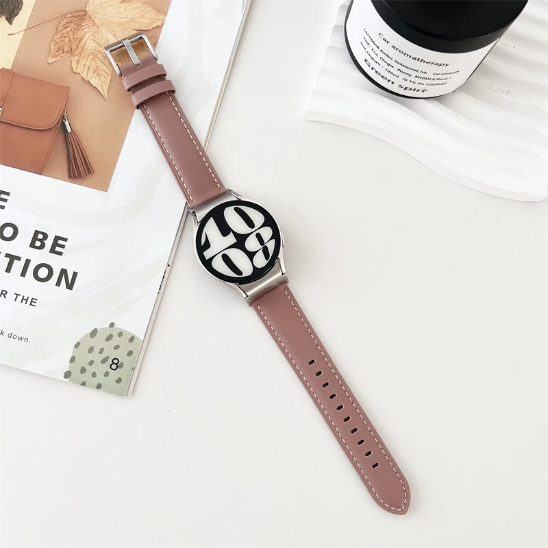 Pulseira de Couro para Relógio Samsung Galaxy Acessórios para Pulseiras Loop Único Clássico com um Clique Série 40 mm 44 mm 43 mm 47 mm - Image 3