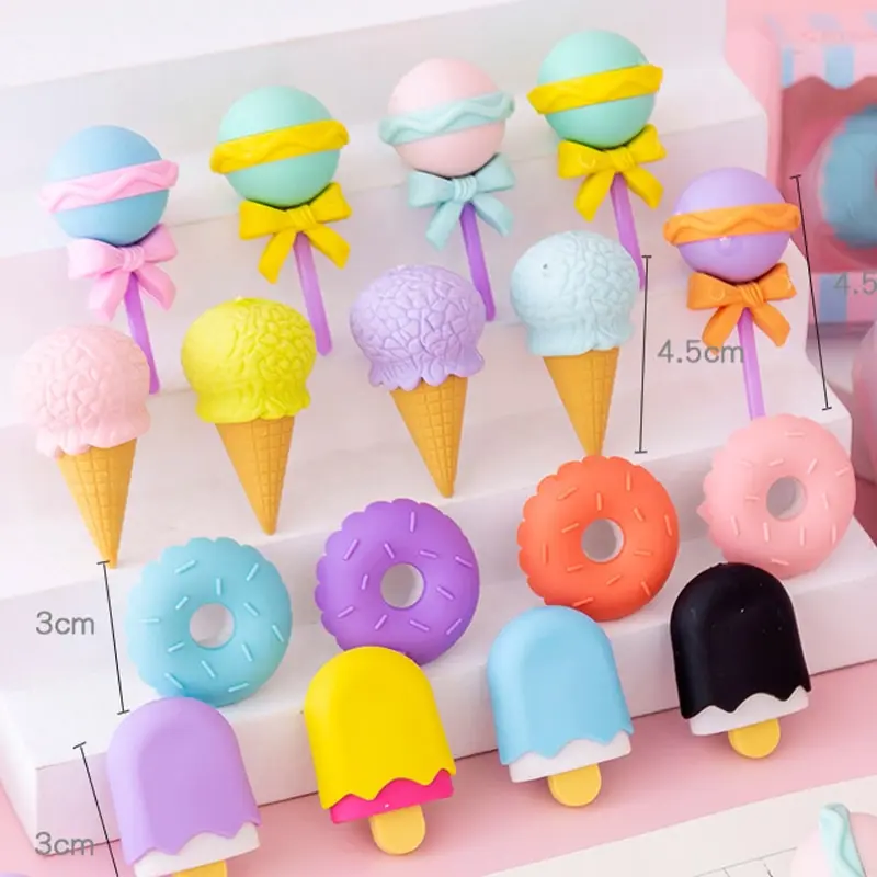Pencil Eraser 2Set 8Pcs Simulation Dessert Burger Eraser Children Day Gifts Elementary School Students Creative Cartoon Cute Little Eraser