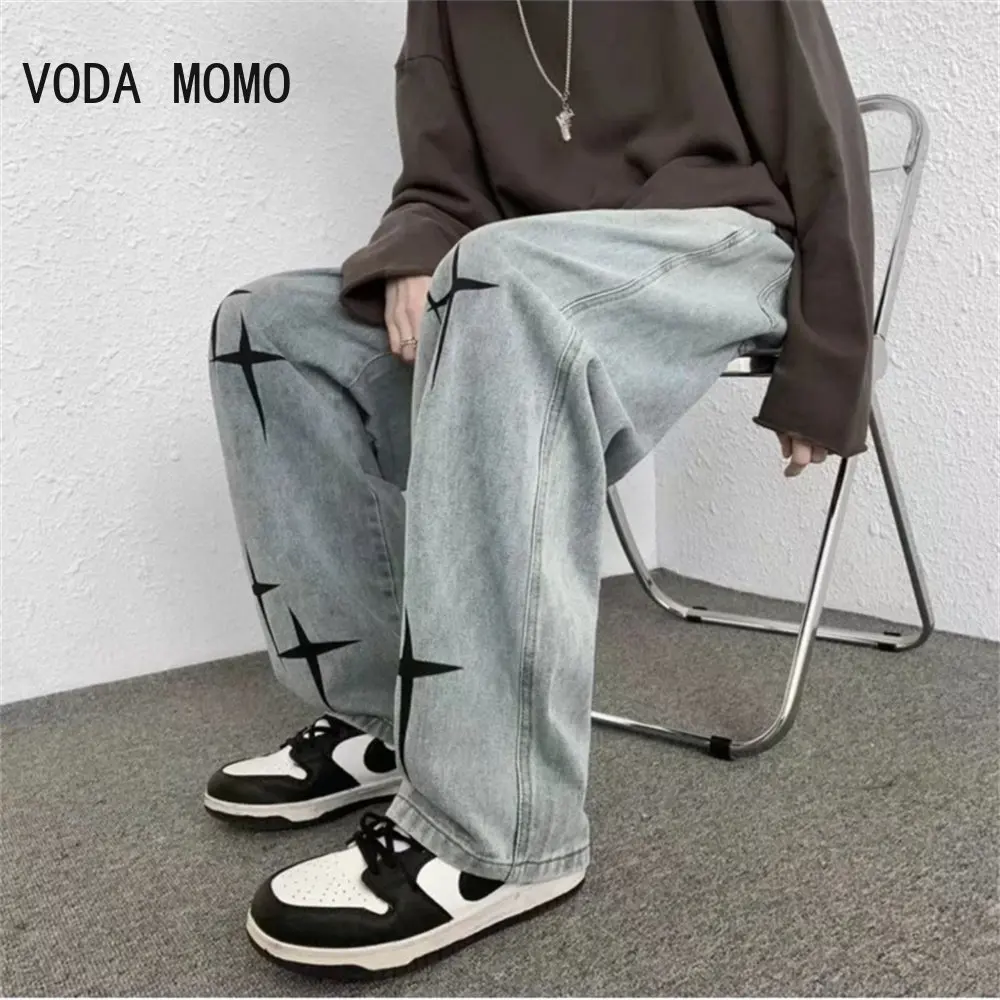 Jeans Da Uomo American Street Hip-Hop High Street Tide Brand Ruffian Handsome Fried Street Star Jeans Dritti Pantaloni Maschili