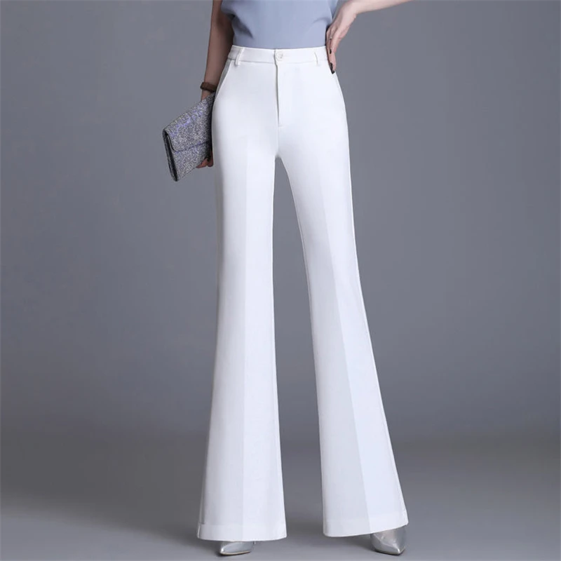 baggy jeans Office Lady Slim White Flare Pants Basic Solid Work Bell Bottom Pants Women Spring New Arrival High Waist Suit Trousers Female adidas pants Pants & Capris
