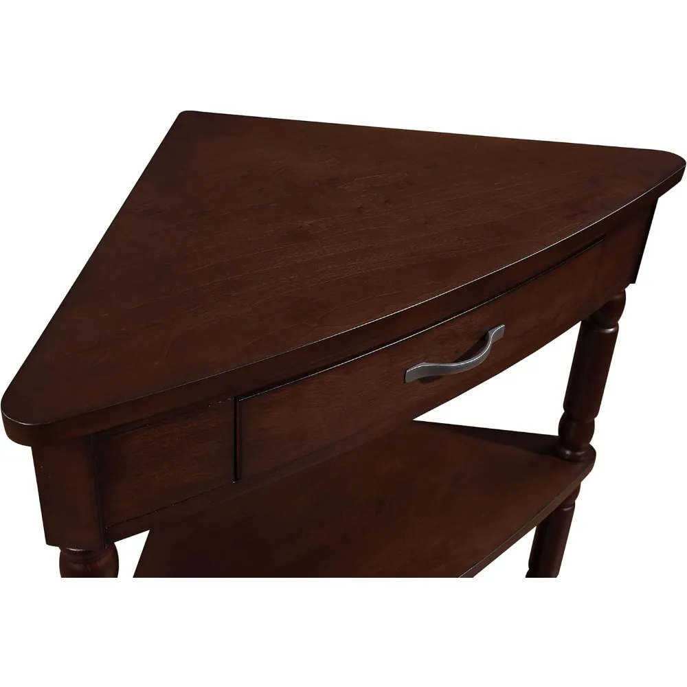 Small space door corner table, triangular side table TV stand, small drawer and storage shelf, easy to assemble 5