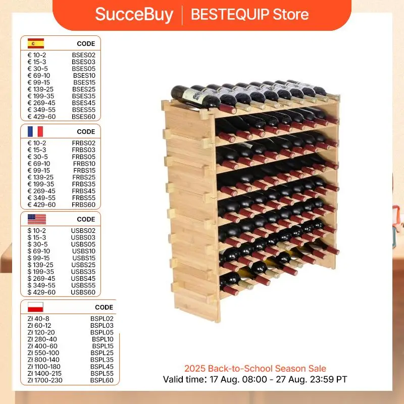 Wall Rack Bar Cart DECOMIL - 72 Bottle Stackable Modular Wine Rack Wine ...
