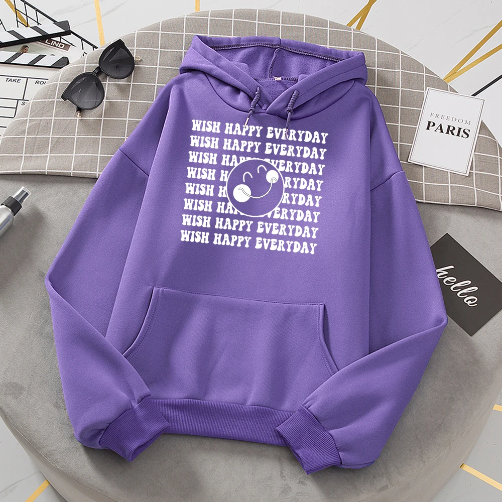 

Wish Happy Everyday And Keep Smile Print Hooded Unisex Street Warm Hoodies Hipster Casual Hoodie Hip Hop Oversized Tops Womens