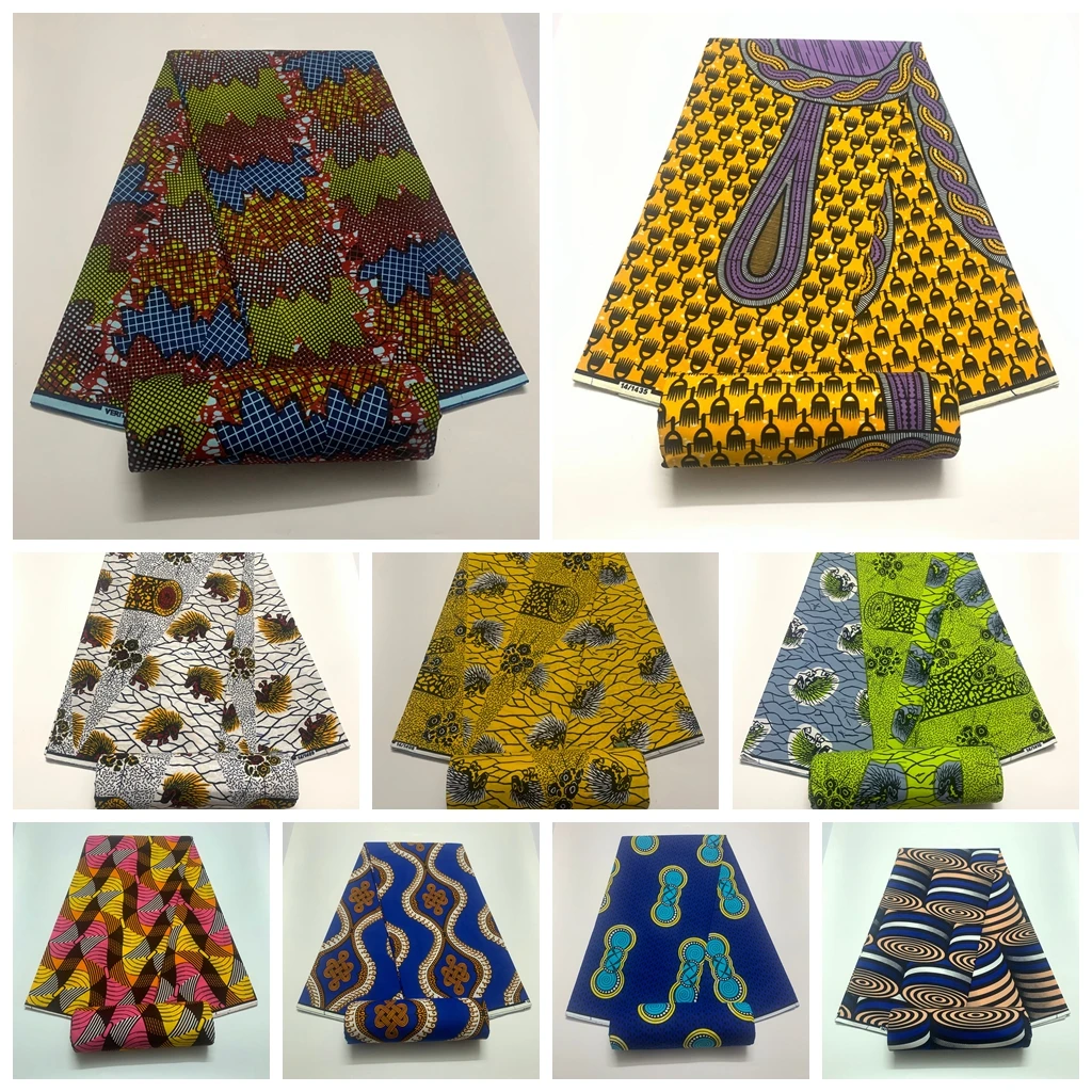 Blesing Wax Fabric New African Fabric 100% Cotton African Wax Print Fabric Ankara Wax Tissu Sewing Material For Wedding Dress