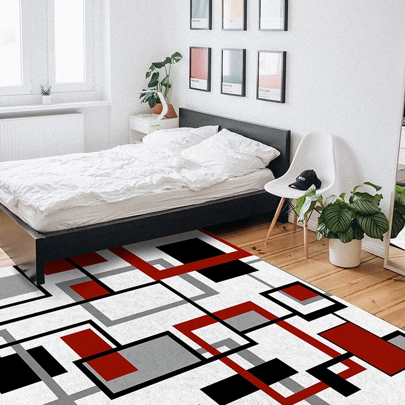 Nordic Abstract Art Area Rug, Modern Minimalist Industrial Retro Soft  Washable Carpet, Easy Clean Rug for Boys and Girls Nursery Bed Living Room