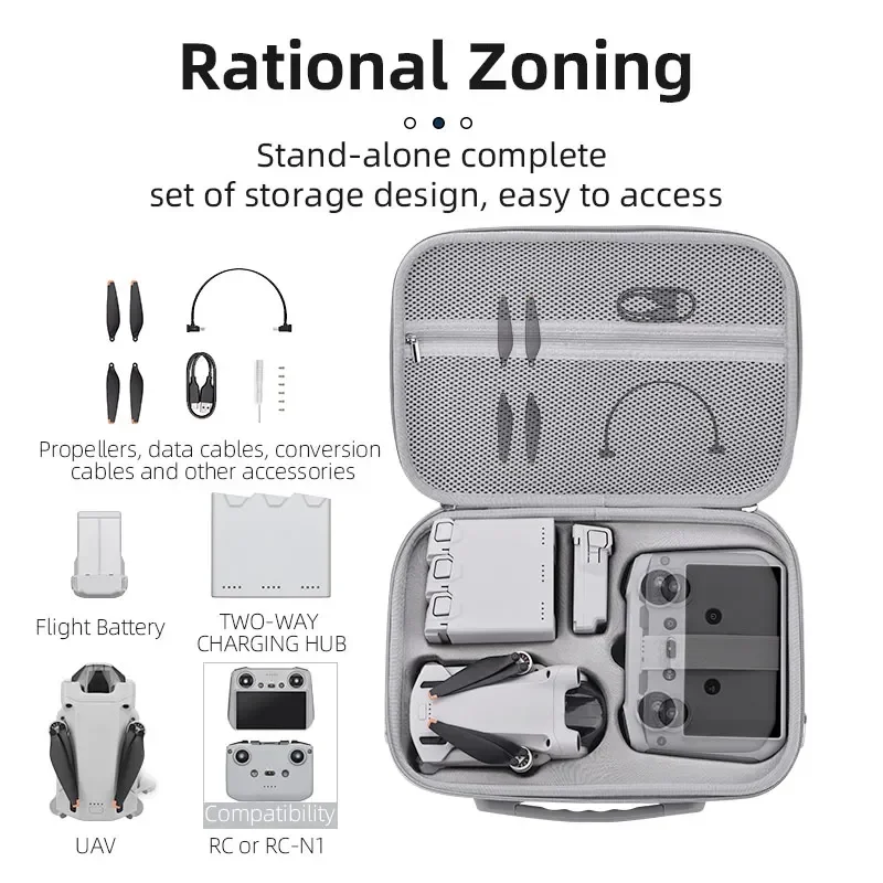 BRDRC Storage Bag DJI Mini 3/3 Pro Drone Carrying Case Portable Handbag RC/RC N1 Remote Controler Box Shoulder Bag drone accessories drone storage bag dji case drone case