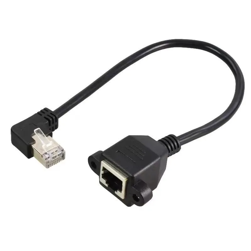 90도 RJ45 네트워크 연장 케이블 (이어 및 나사 구멍 포함, 위아래, 좌우) Cat 5 케이블 커넥터