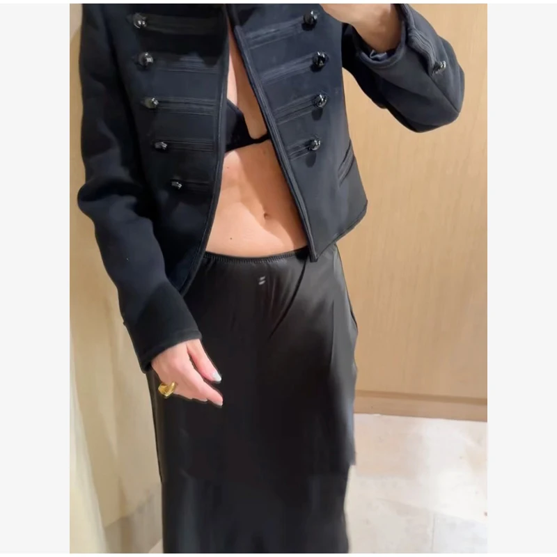 Black Short Baroque Jacket Women Elegant Stand Collar Pearl Buttons Military Jackets 2026 Spring Fashion Lady Daily Street Coat 13 S344cffe102594b47b139848b966dac121