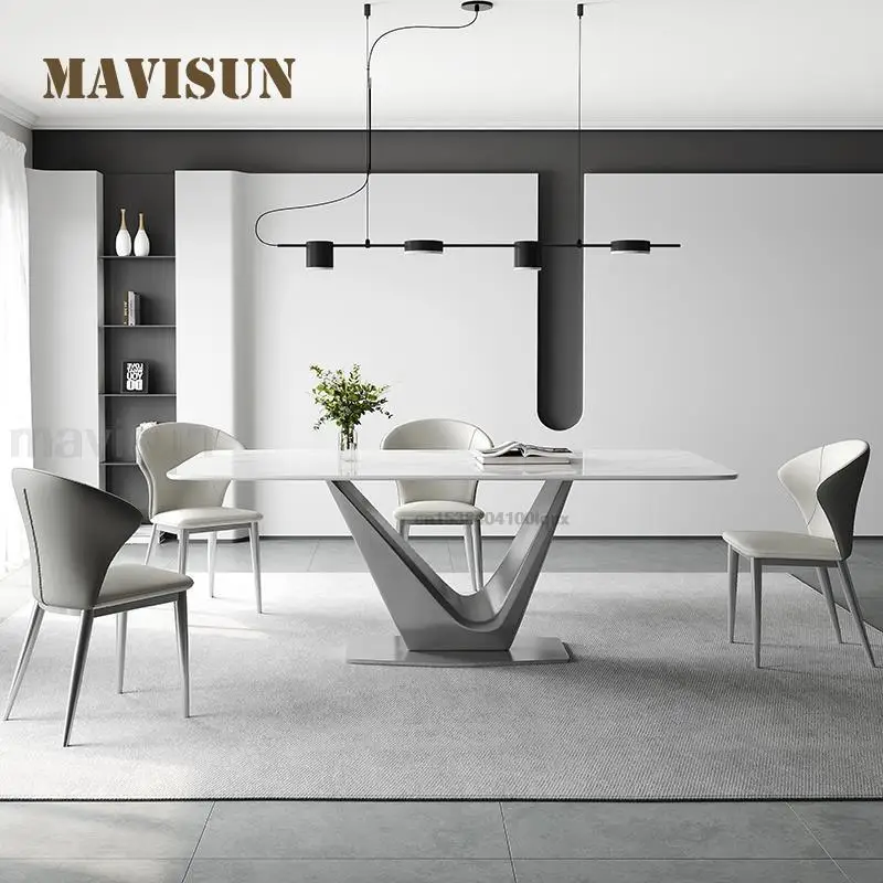 ItalianDesignerDiningTableModernHomeDecorVshapeBaseStainless