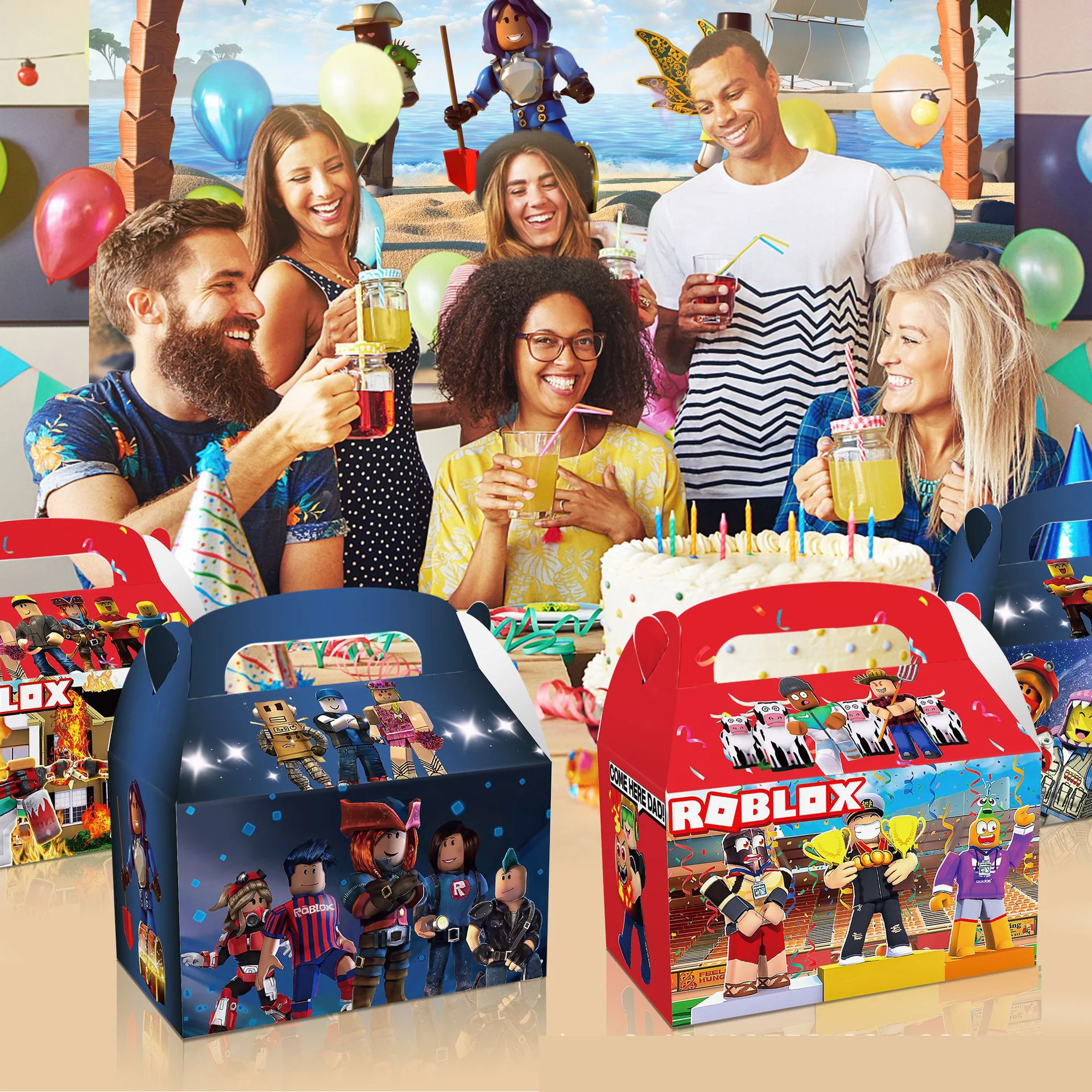 12 Roblox party favor treat box personalized Set of 12 birthday box,  personaliza