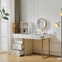 KOMHTOM LED Lighted Mirror Transparent Toughened Glass Tabletop Set