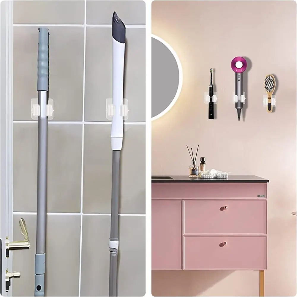 

Bathroom Multi-Purpose Hooks Mop Holder Wall Mounted Mop Organizer Broom Hanger Hook Bathroom Waterproof Wall Kitchen Hook