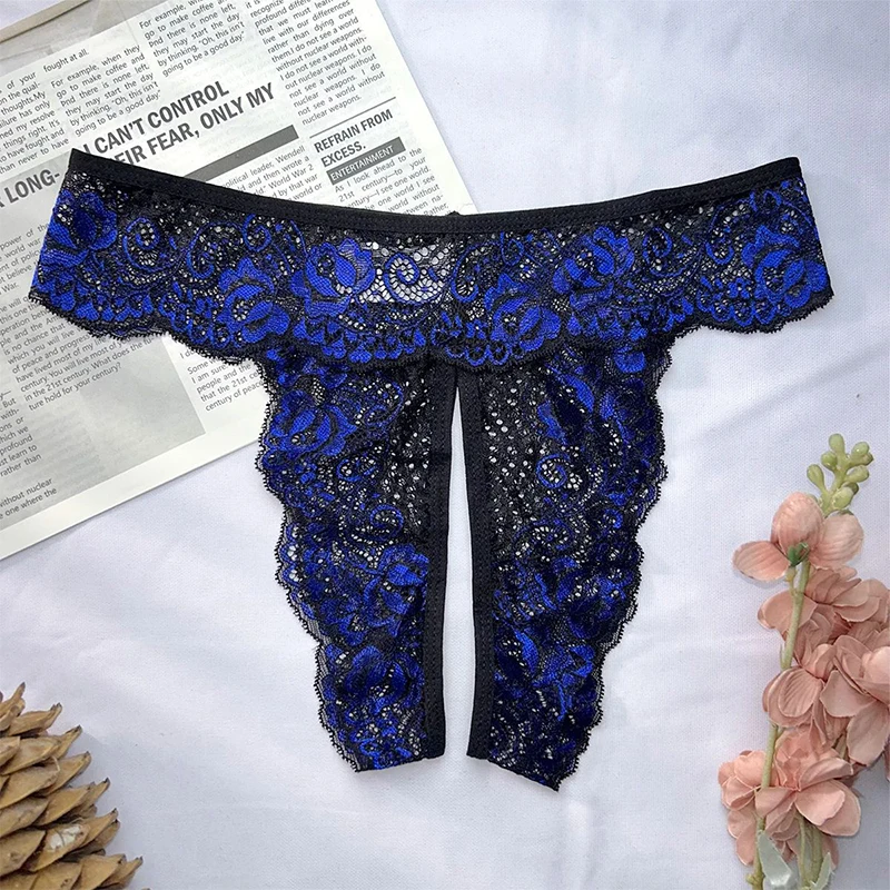 Sexy Crotchless Thongs Lace Underwear Women Comfortable Panties Underpants Low Waist Briefs Female Lingerie
