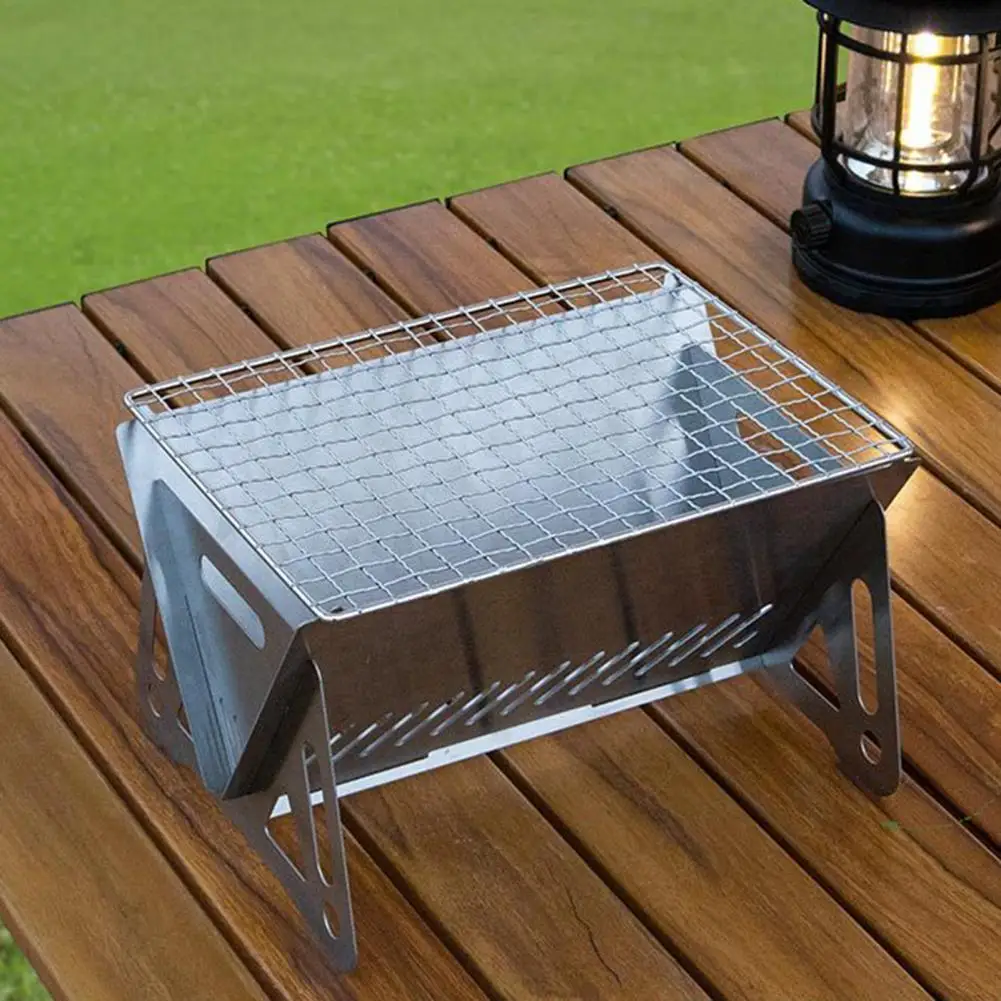 

1 Pc BBQ Grill Portable Stainless Steel Folding Versatile Outdoor Grill With Griddle Cooking Set for Barbecues Camping Travel
