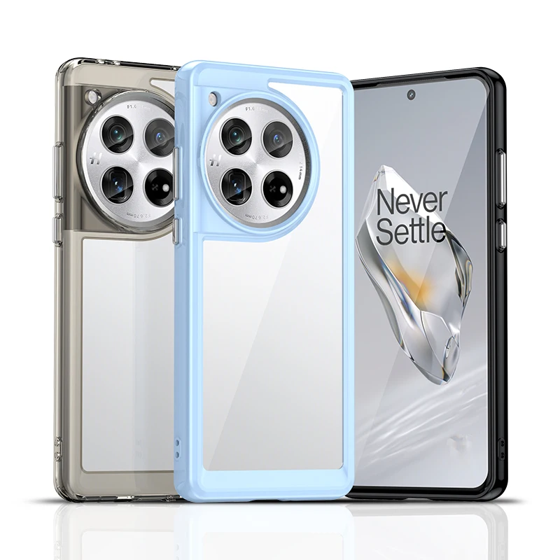 OnePlus 12 Clear Case with Hard PC Back and Soft TPU Bumper - Camera Lens Protection Transparent Cover