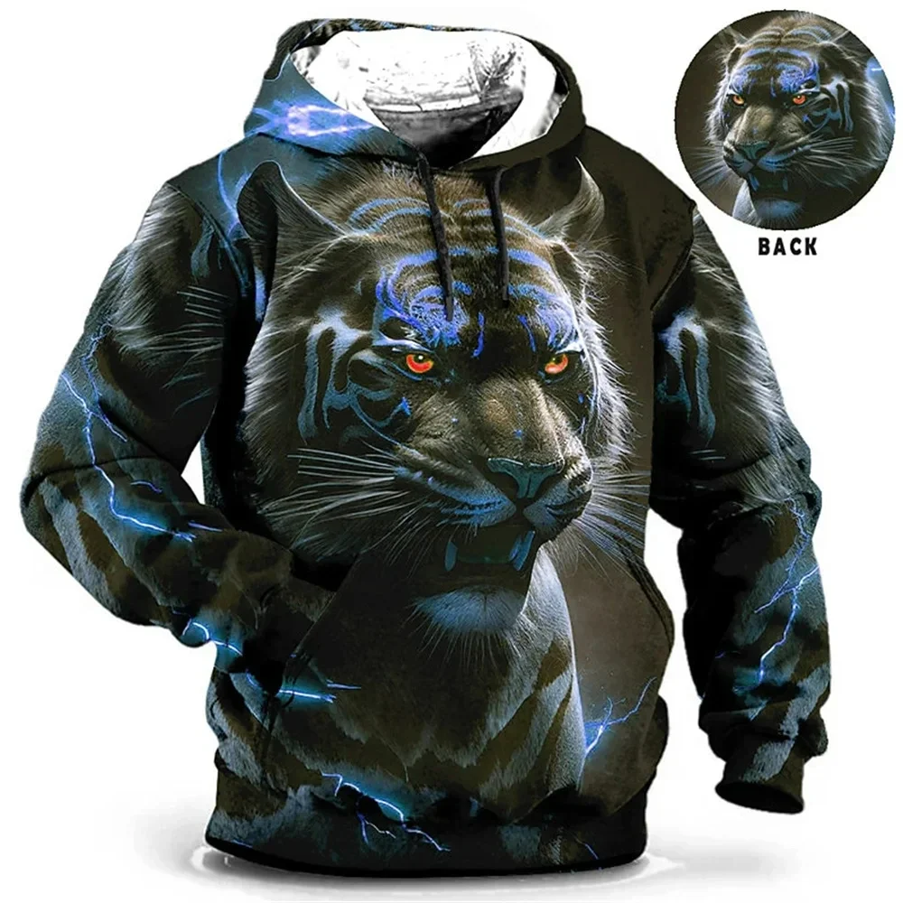 

New Golden Tiger 3D Full Print Men's Hoodie Designer Sweatshirts Spring Autumn Long Sleeves Pullover Oversized Harajuku Clothing