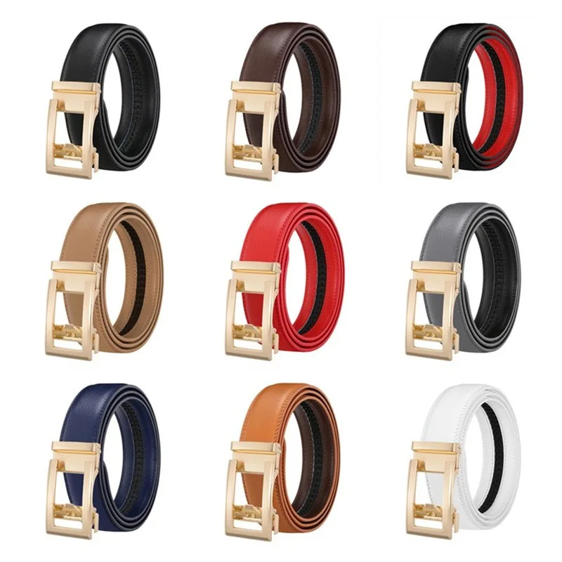 Luxury Men's Leather Belt - High Quality Designer Craftsmanship in White, Blue, Red, Brown