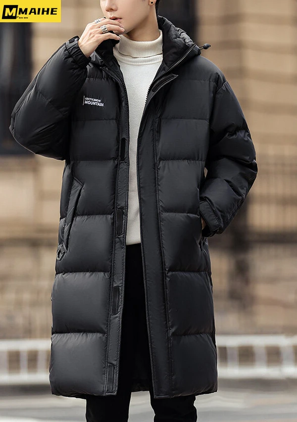 

Зимняя Теплая мужская пуховая куртка, Корейская Повседневная куртка на молнии с толстой подкладкой, Мужская ветрозащитная куртка средней длины, одежда 2023