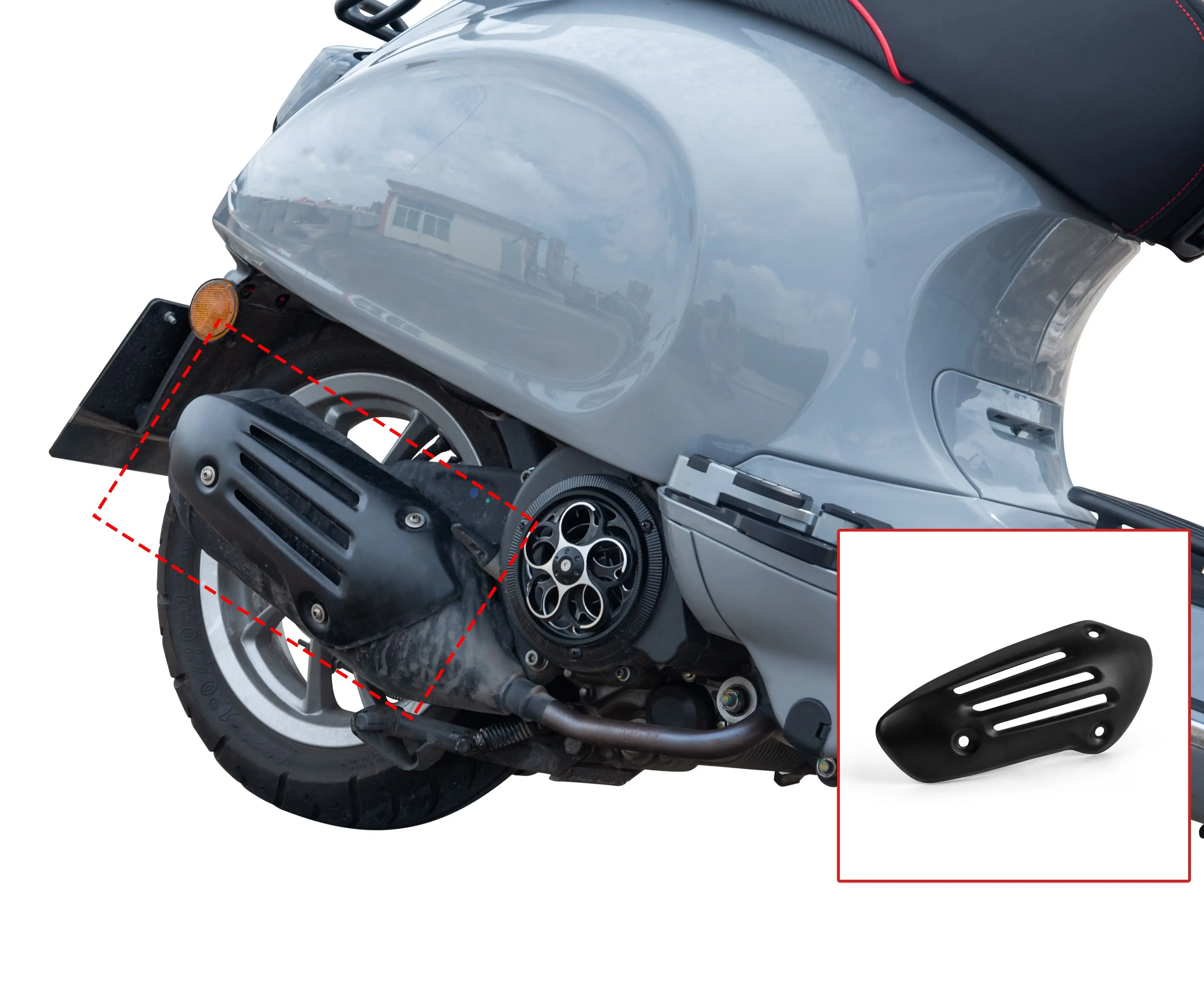 Per Vespa Sprint 150 Copri Marmitta Di Scarico Moto Tubo Centrale Collegare Scudo Termico Protezione Ccover Primavera 125/150 2014-2022