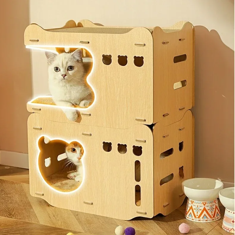 

General Four Seasons Winter Warm Cat House Villa, Scratch Board, Double Layer Pet Nest