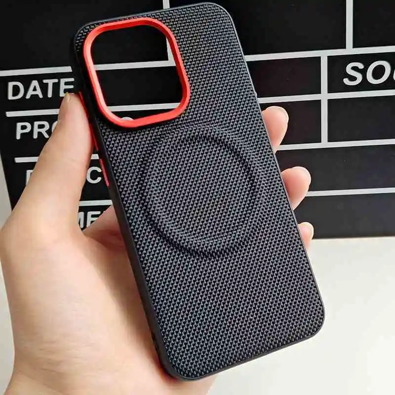 Luxury PU Leather Magnetic Wireless Charging Protective Back Cover Case