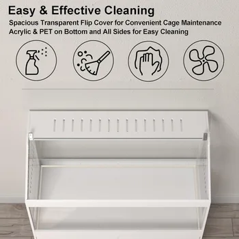 Hamster Cage with Storage Cabinet Small Animal Cage, Easy View Acrylic Panels, Large Habitat for Hedgehog Gerbil & Rat 39.5 5