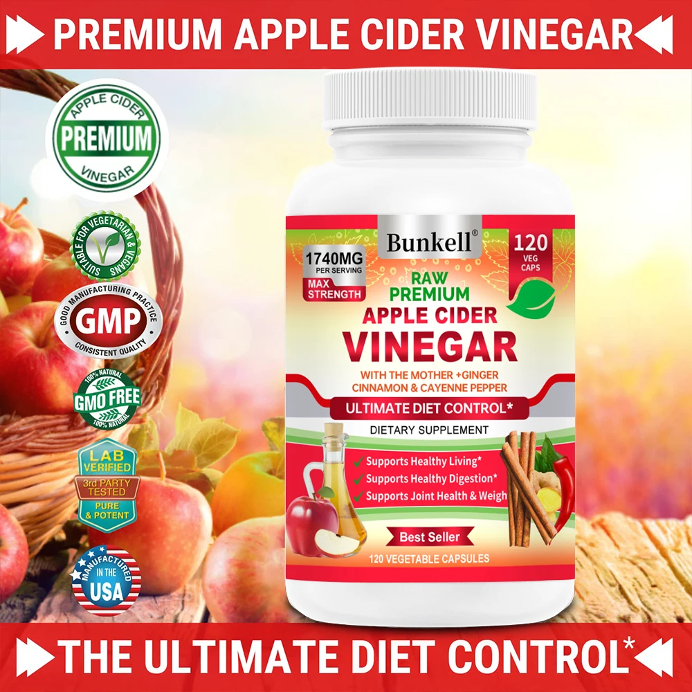 Apple Cider Vinegar Capsules-Max with Cinnamon Ginger Paprika Natural Detoxifier to Help Metabolism