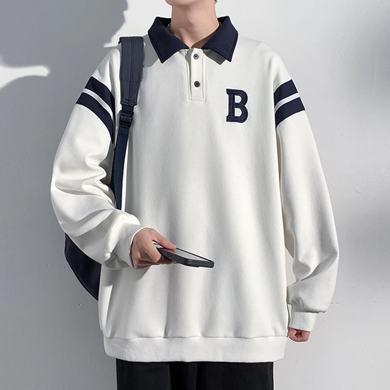 

Men's Hoodies lapel Sweater Hoodie Solid Color Neutral Loose Sweatshirt Casual Couple Basic Soft Bottoming Shirt Top 2023 New