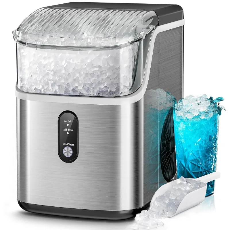 

Nugget Ice Makers Countertop,Pebble Ice Maker Machine with Chewable Ice, 35lbs/Day,One-Click Operation,Self-Cleaning Countertop