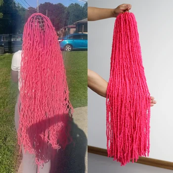 Nu Locs Sintetici Morbidi da 36 Pollici, 10 Ciocche, Capelli all'Uncinetto Colorati, Faux Locs Intere Pre-Looped per Installazione Facile