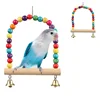 Pet Toy Bird Swing Toys Parrot Wooden Swing Stand Parrot Toy Bird Toy Pet Supplies accesorios para pájaros(S:12x15cm/ L:18*22cm) 1