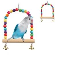 Pet Toy Bird Swing Toys Parrot Wooden Swing Stand Parrot Toy Bird Toy Pet Supplies accesorios para pájaros(S:12x15cm/ L:18*22cm) 1