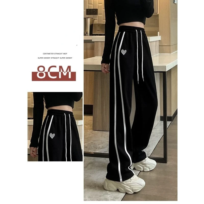 Summer Spring Autumn New Straight-Leg Pants High Waist Drooping Casual  Sports Sweatpants Joggers Women Wide-Leg Pants Women - AliExpress